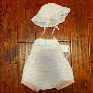 Baby girl one-piece with matching hat